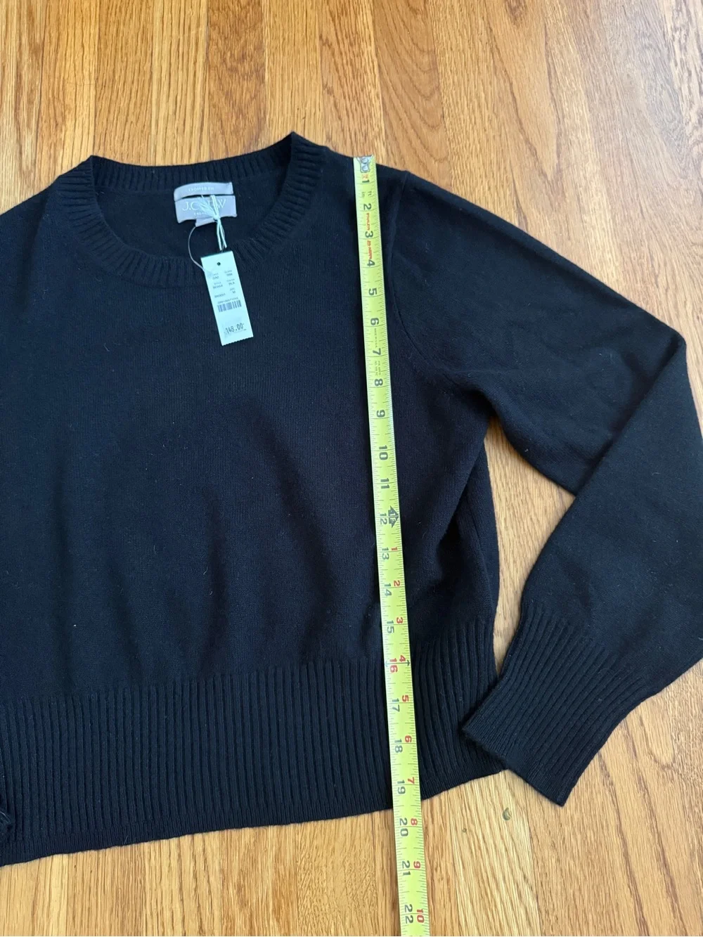 J. Crew crop fit black elevated cashmere sweater New M